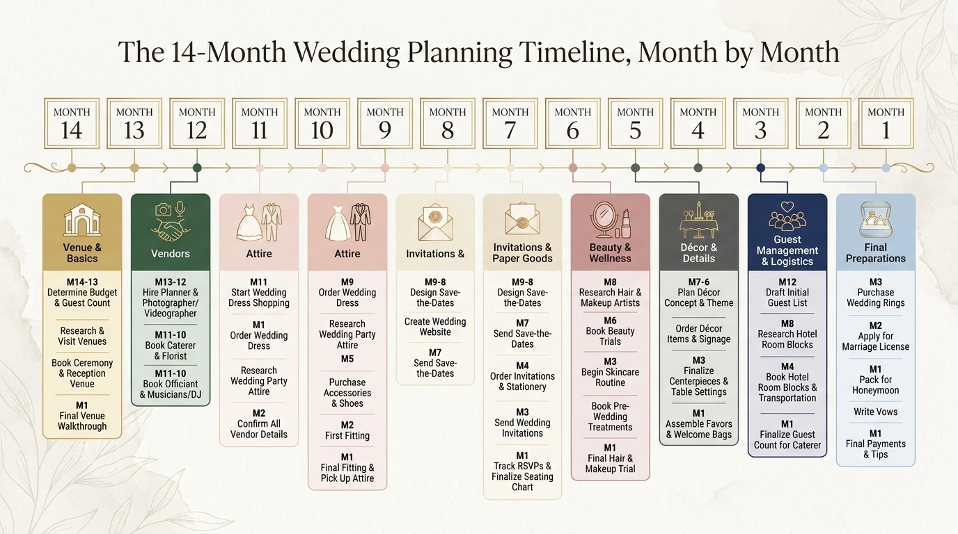 14-Month Wedding Planning Timeline